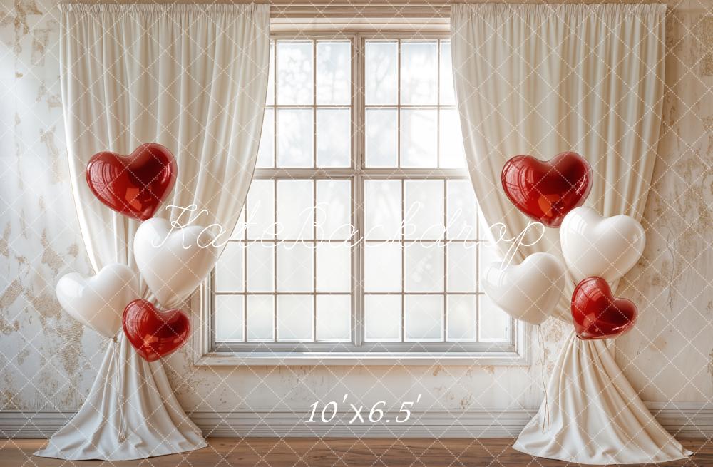 Kate Valentine Backdrop Heart Balloons Curtain Window Designed by Emetselch