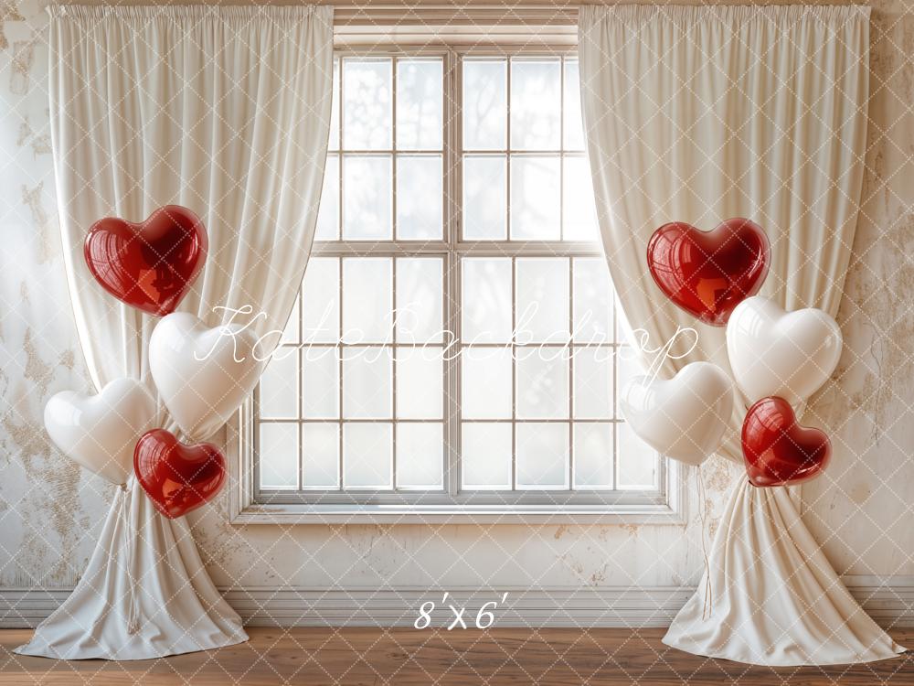 Kate Valentine Backdrop Heart Balloons Curtain Window Designed by Emetselch