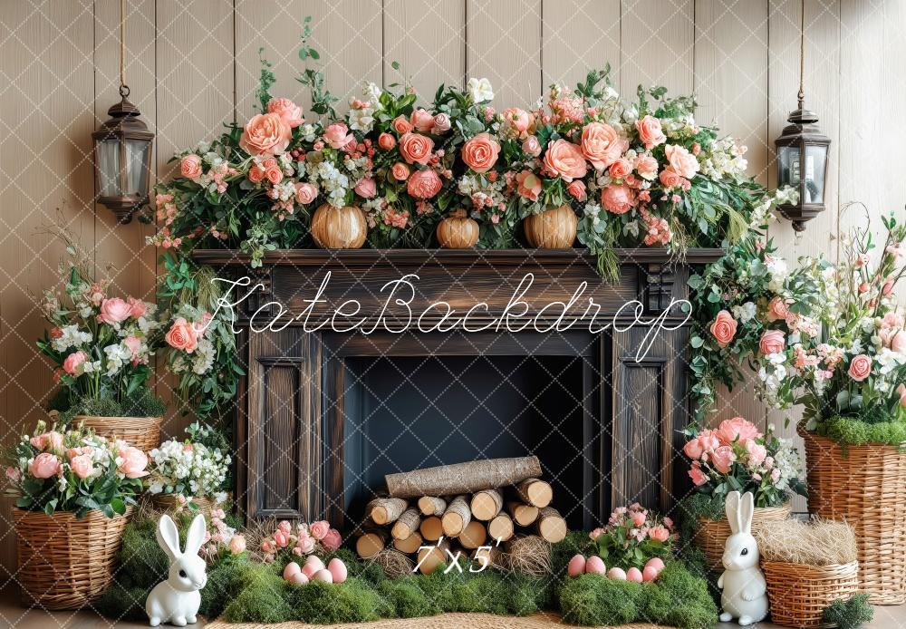 Kate Elegant Floral Fireplace Backdrop Designed by Patty Roberts