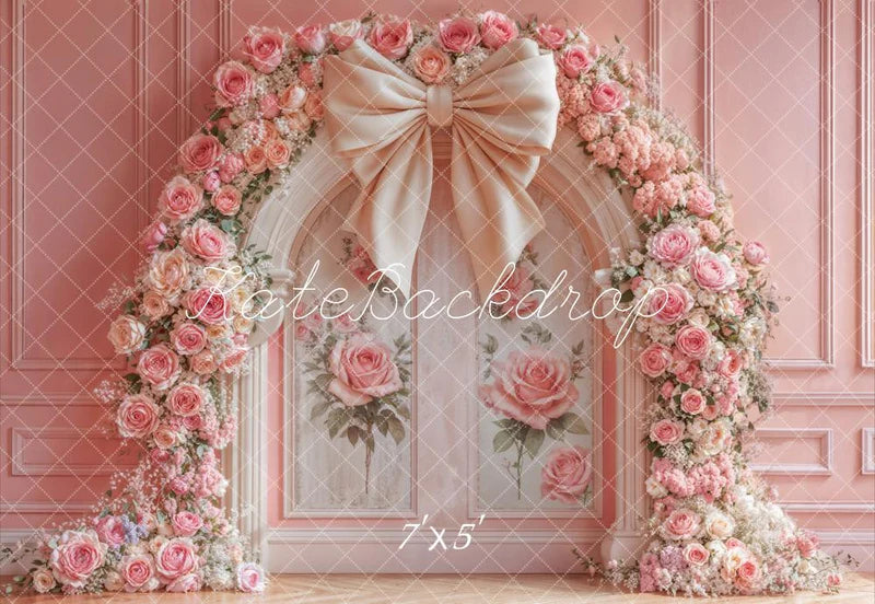 Kate Flower Arch Pink Rose Bow Backdrop Designed by Emetselch