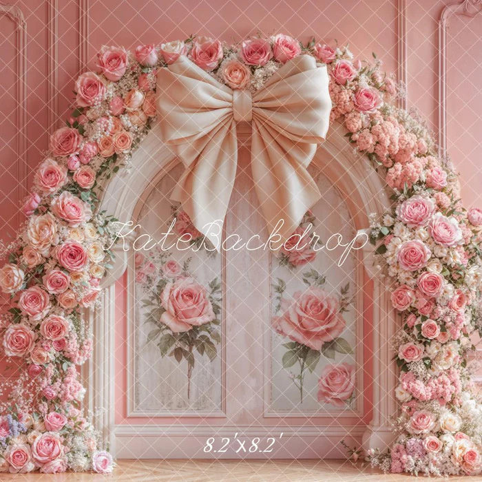 Kate Flower Arch Pink Rose Bow Backdrop Designed by Emetselch