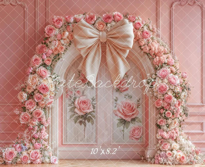 Kate Flower Arch Pink Rose Bow Backdrop Designed by Emetselch