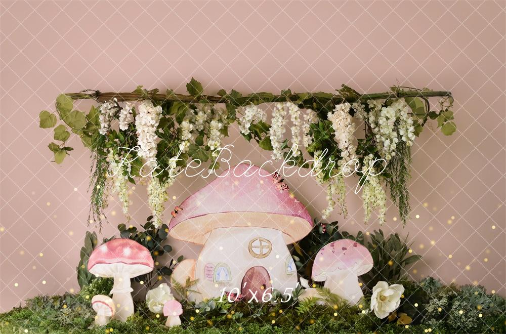 Kate Birthday Fairy Mushroom House Garden Backdrop Designed by Mandy Ringe Photography