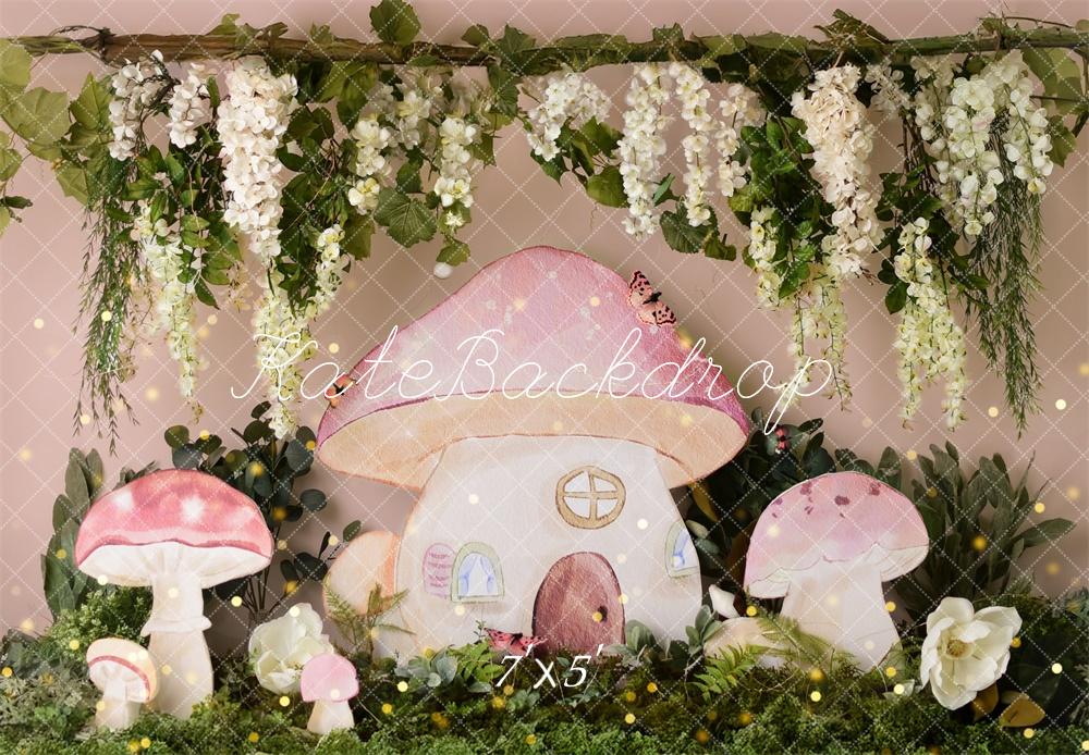 Kate Birthday Fairy Mushroom House Garden Backdrop Designed by Mandy Ringe Photography