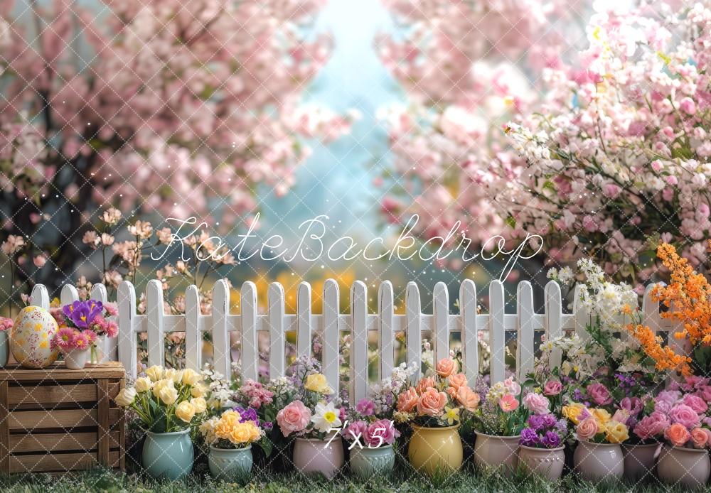 Kate Easter White Spring Fence Backdrop Designed by Mini MakeBelieve