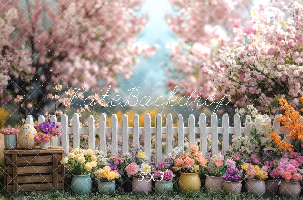 Kate Easter White Spring Fence Backdrop Designed by Mini MakeBelieve