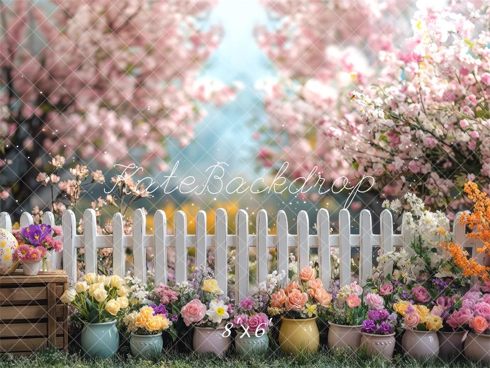 Kate Easter White Spring Fence Backdrop Designed by Mini MakeBelieve