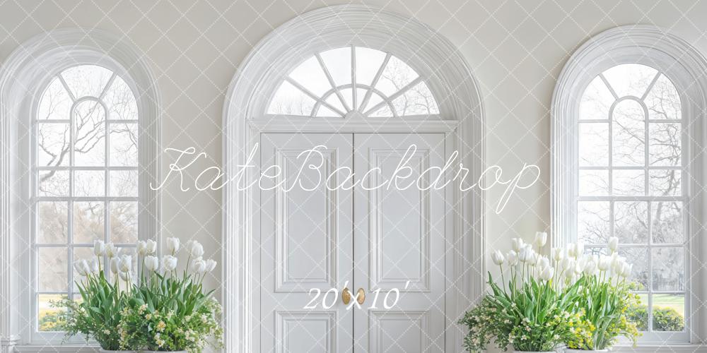 Kate Minimalism Elegant Floral White Door Backdrop Designed by Emetselch