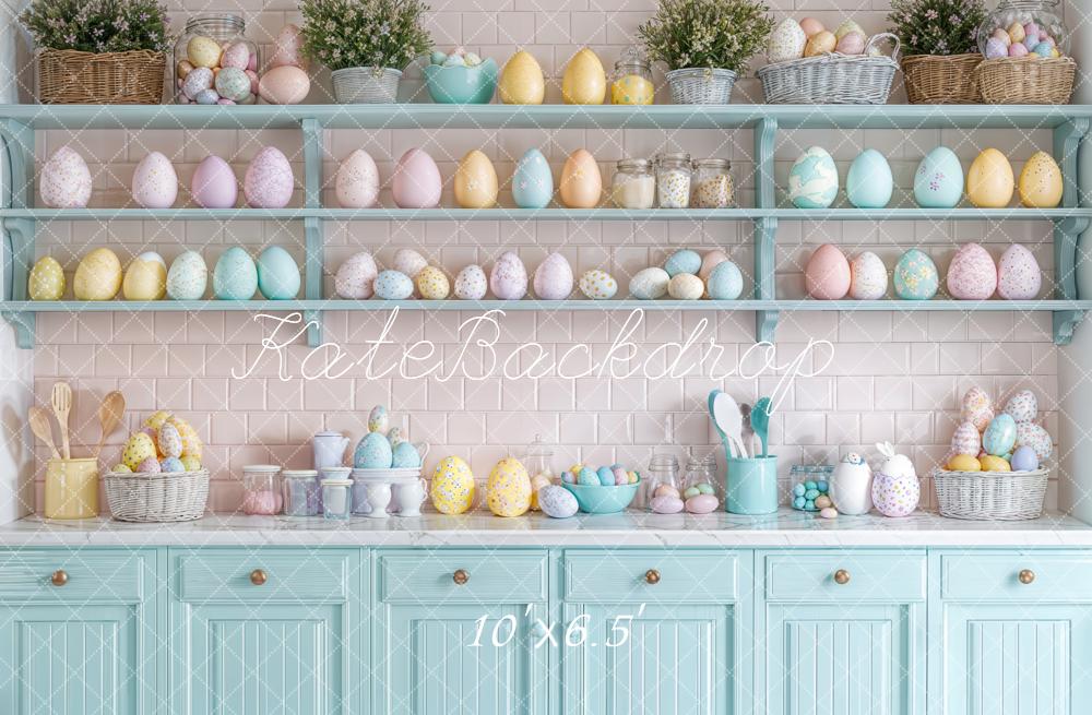 Kate Easter Kitchen Egg Shelf Pastel Backdrop Designed by Emetselch