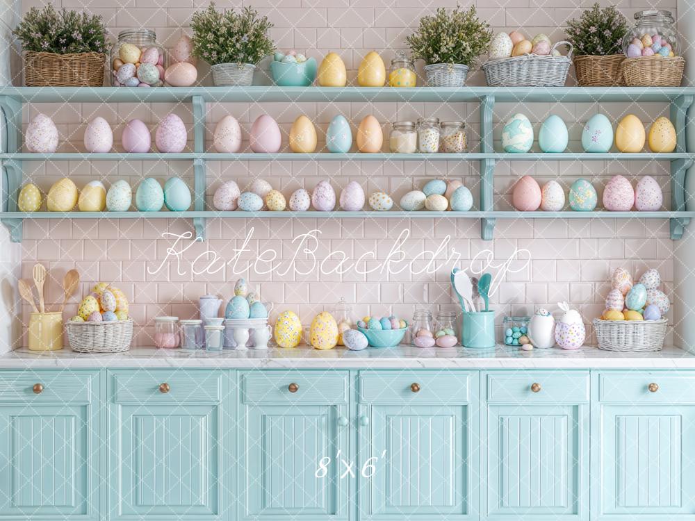 Kate Easter Kitchen Egg Shelf Pastel Backdrop Designed by Emetselch