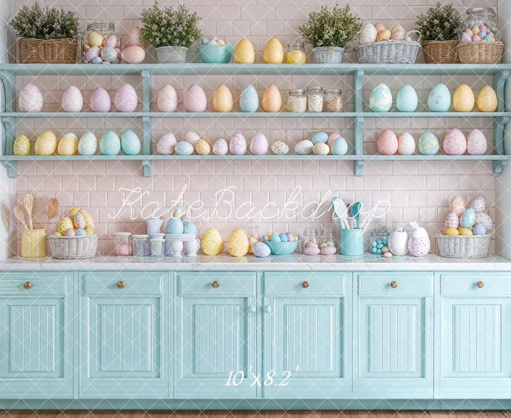 Kate Easter Kitchen Egg Shelf Pastel Backdrop Designed by Emetselch