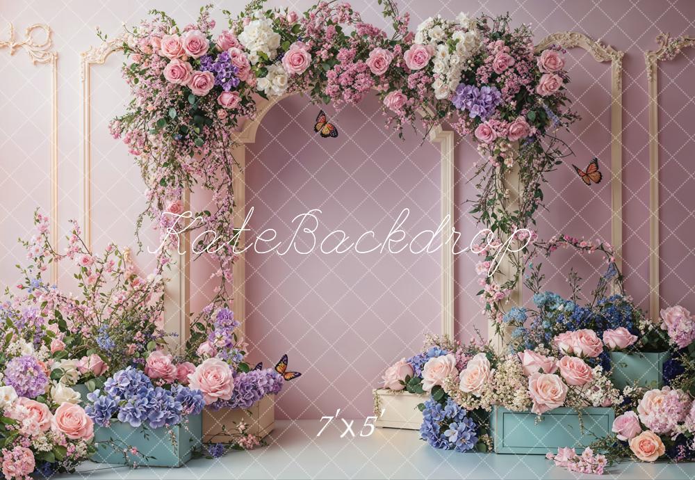 Kate Spring Cake Smash Floral Arch Backdrop Designed by Emetselch