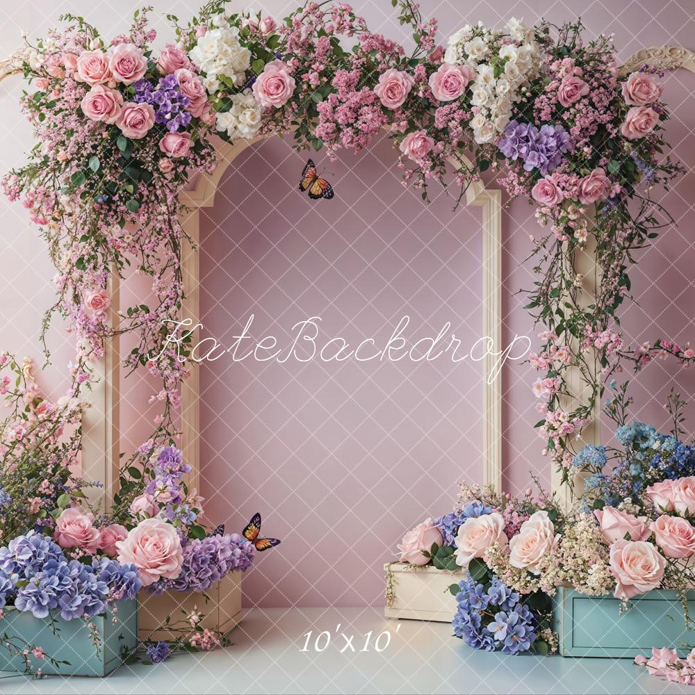 Kate Spring Cake Smash Floral Arch Backdrop Designed by Emetselch