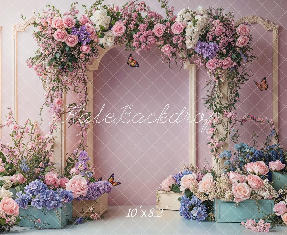 Kate Spring Cake Smash Floral Arch Backdrop Designed by Emetselch