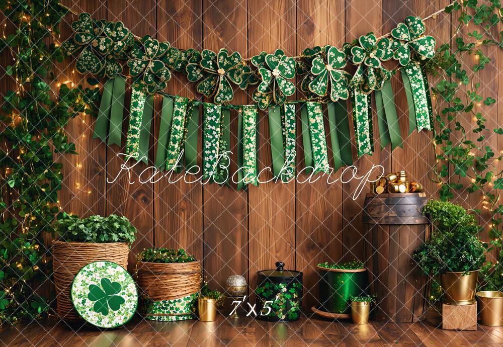 Kate St. Patrick's Day Shamrock Wood Backdrop Designed by Emetselch