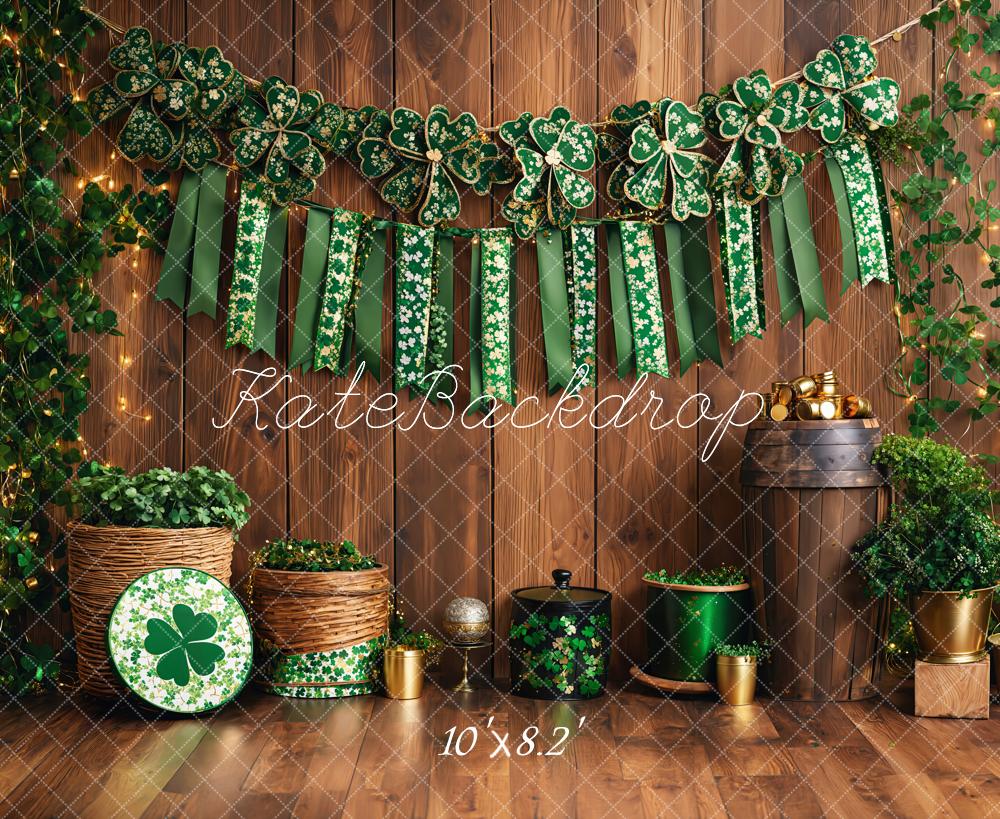 Kate St. Patrick's Day Shamrock Wood Backdrop Designed by Emetselch