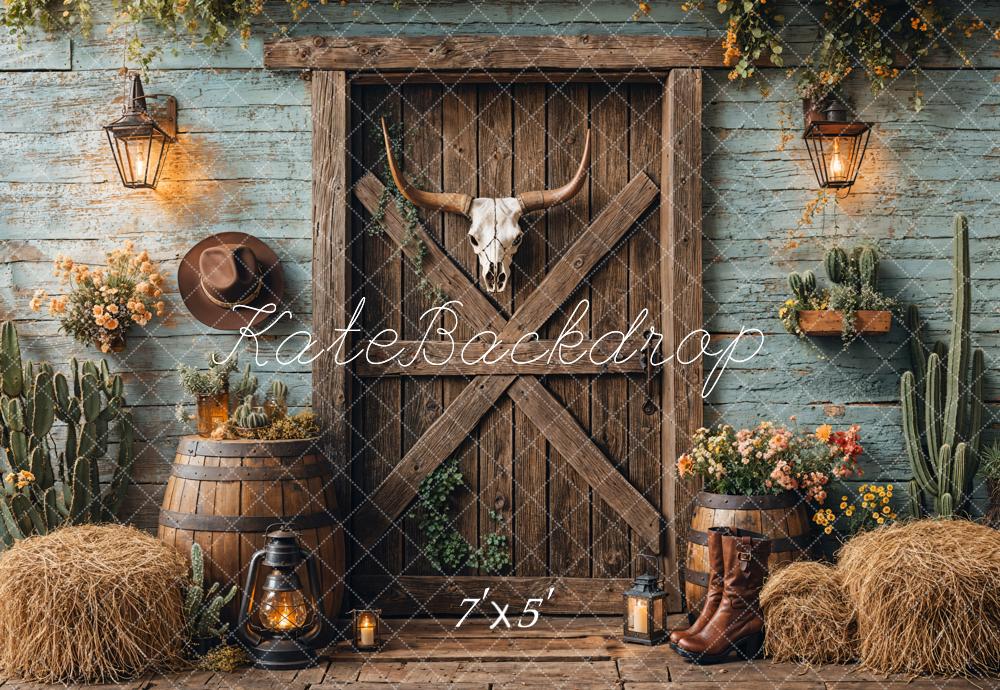 Kate Western Cowboy Barn Door Backdrop Designed by Emetselch