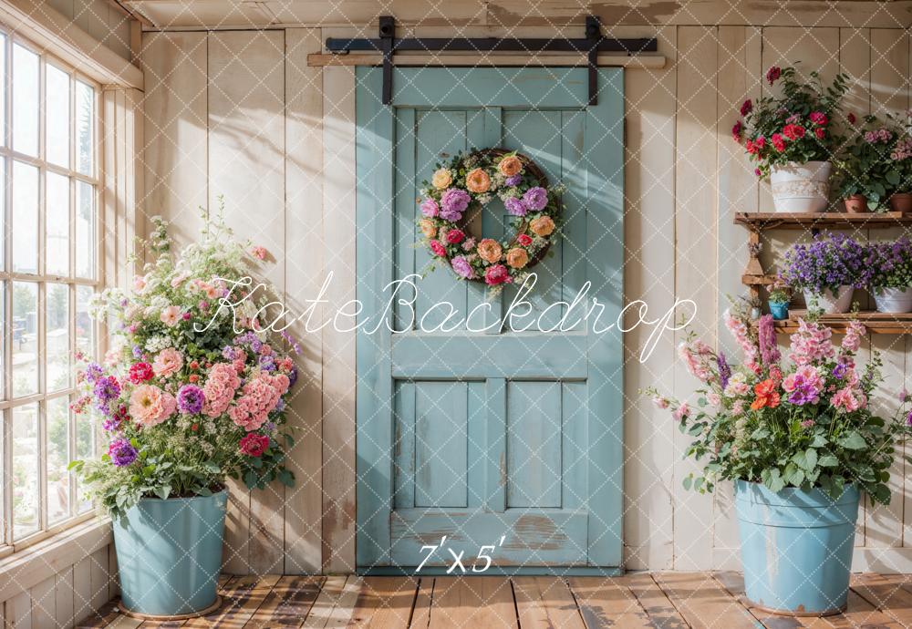 Kate Spring Floral Door Sunlight Backdrop Designed by Emetselch