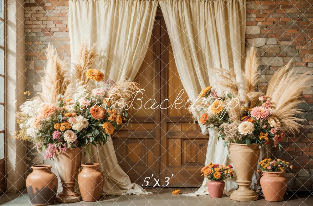 Kate Boho Floral Rustic Curtain Backdrop Designed by Emetselch