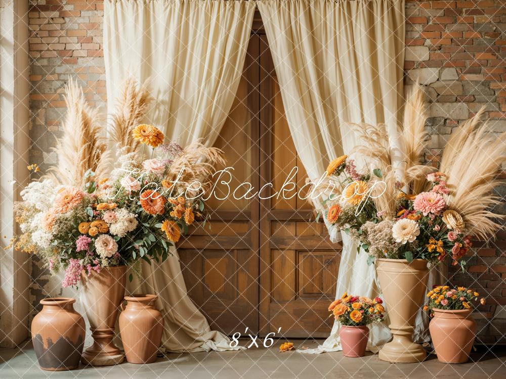 Kate Boho Floral Rustic Curtain Backdrop Designed by Emetselch