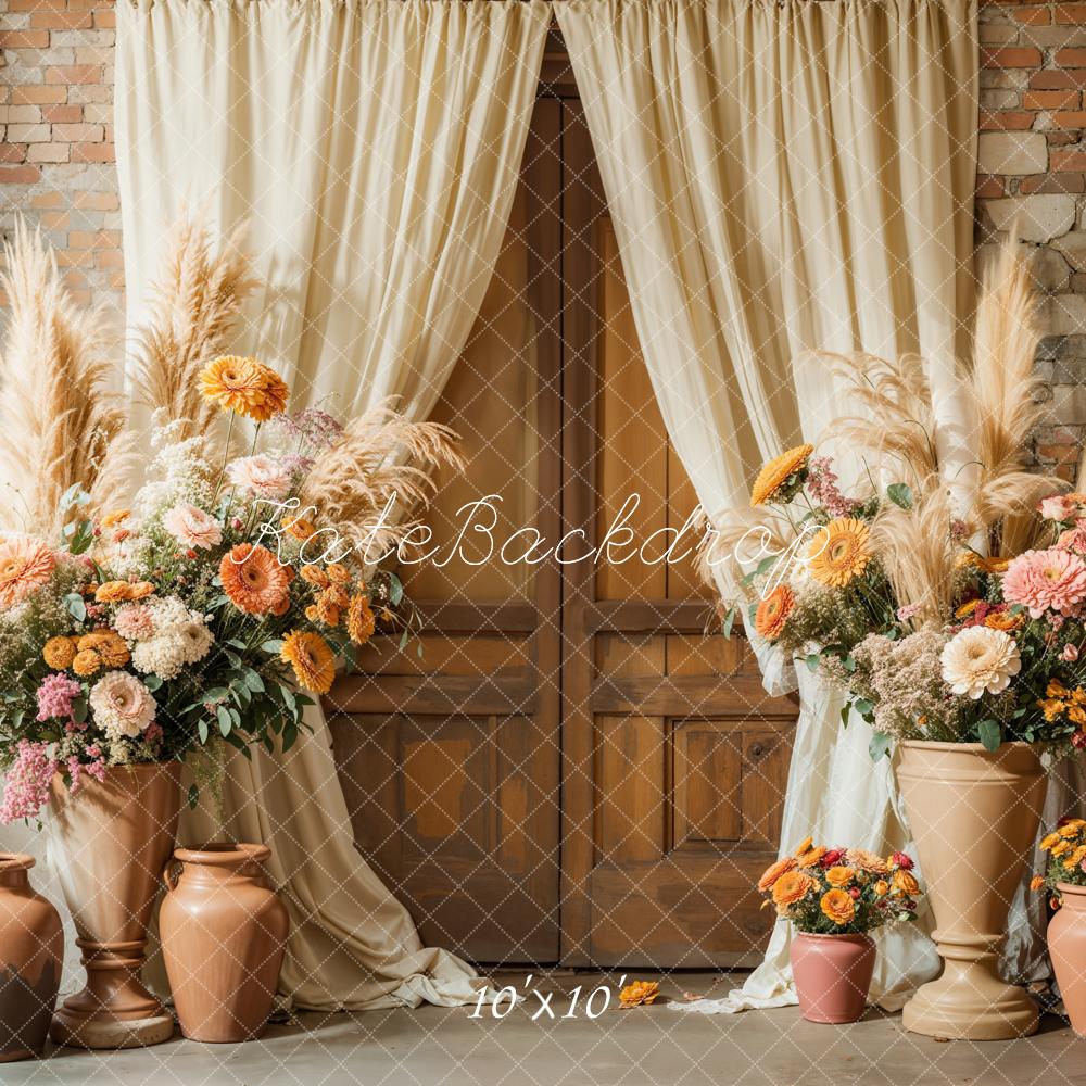 Kate Boho Floral Rustic Curtain Backdrop Designed by Emetselch