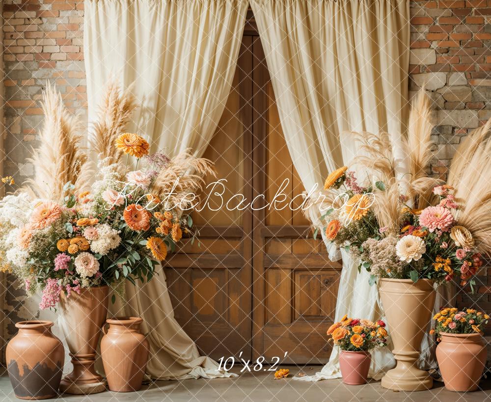 Kate Boho Floral Rustic Curtain Backdrop Designed by Emetselch