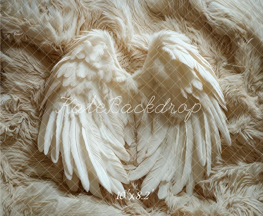 Kate Newborn Angel Wings Backdrop Feather Fur Rug Floor Designed by Emetselch