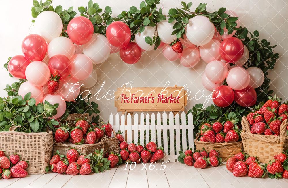 Kate Birthday Farm Market Strawberry Balloon Backdrop Designed by Emetselch