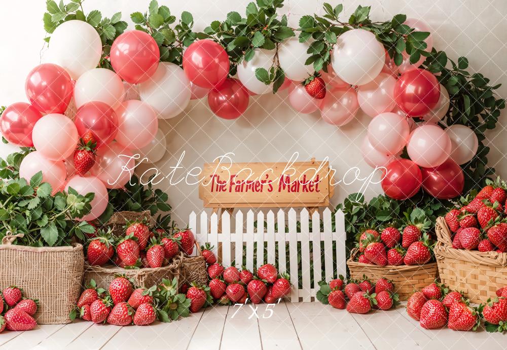 Kate Birthday Farm Market Strawberry Balloon Backdrop Designed by Emetselch