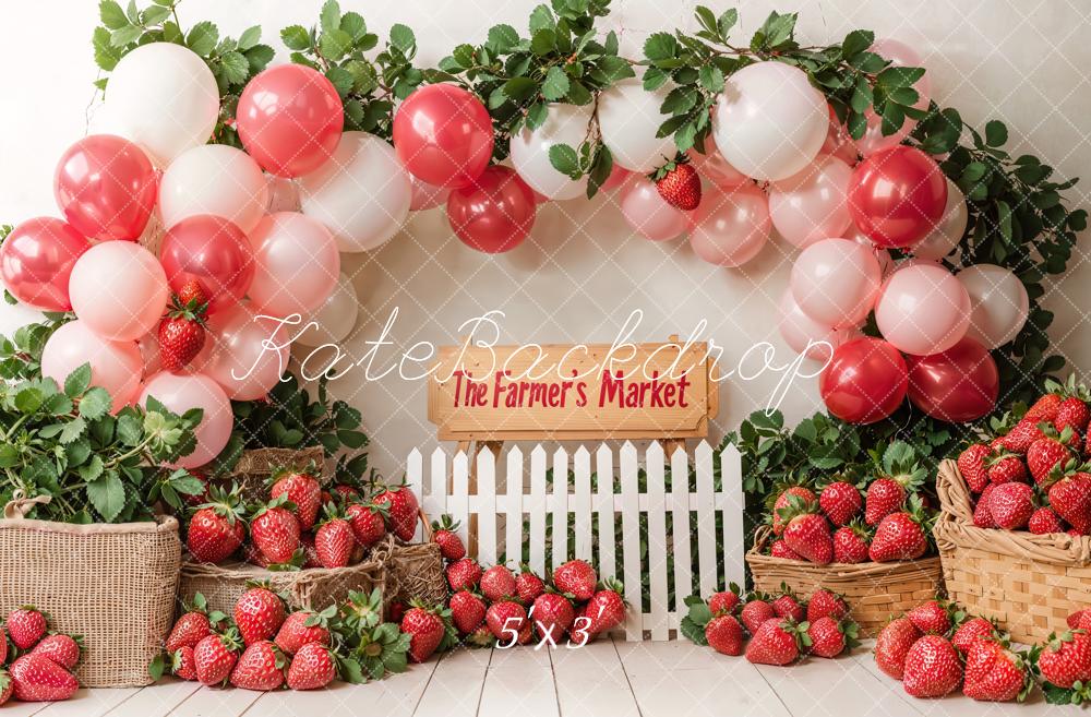 Kate Birthday Farm Market Strawberry Balloon Backdrop Designed by Emetselch