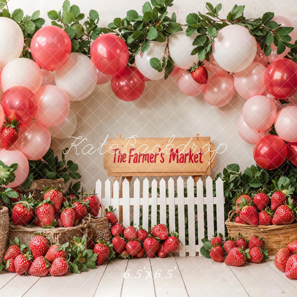 Kate Birthday Farm Market Strawberry Balloon Backdrop Designed by Emetselch