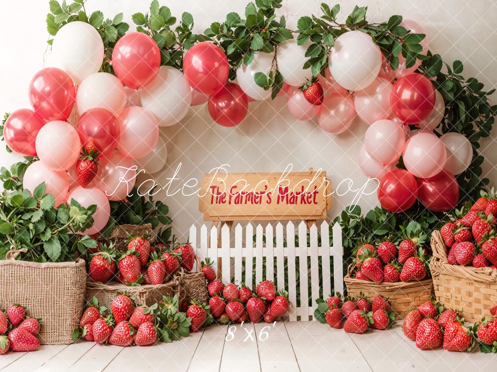 Kate Birthday Farm Market Strawberry Balloon Backdrop Designed by Emetselch