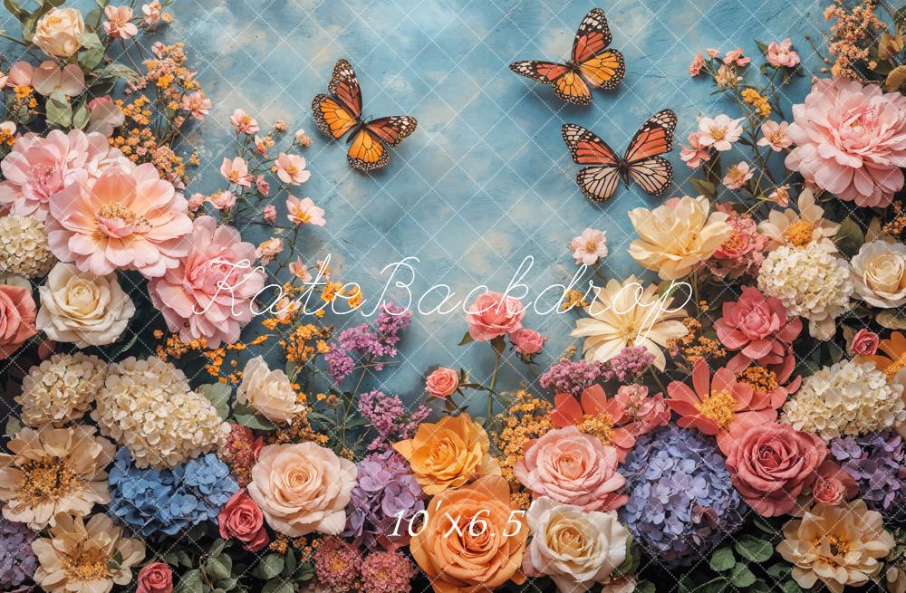 Kate Spring Floral Butterfly Backdrop Designed by Emetselch