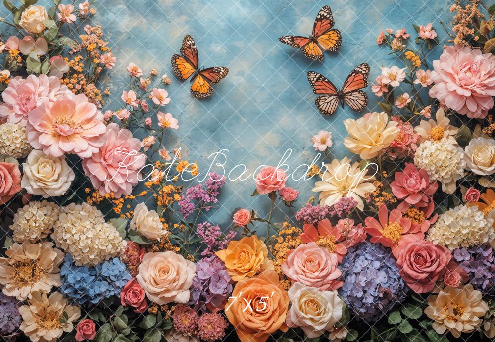 Kate Spring Floral Butterfly Backdrop Designed by Emetselch