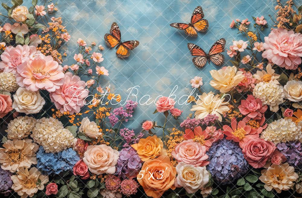 Kate Spring Floral Butterfly Backdrop Designed by Emetselch