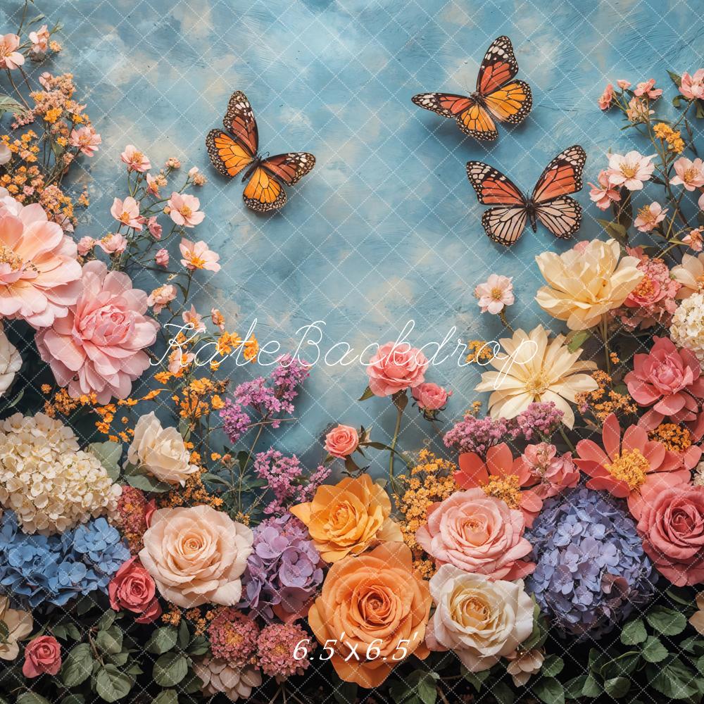 Kate Spring Floral Butterfly Backdrop Designed by Emetselch