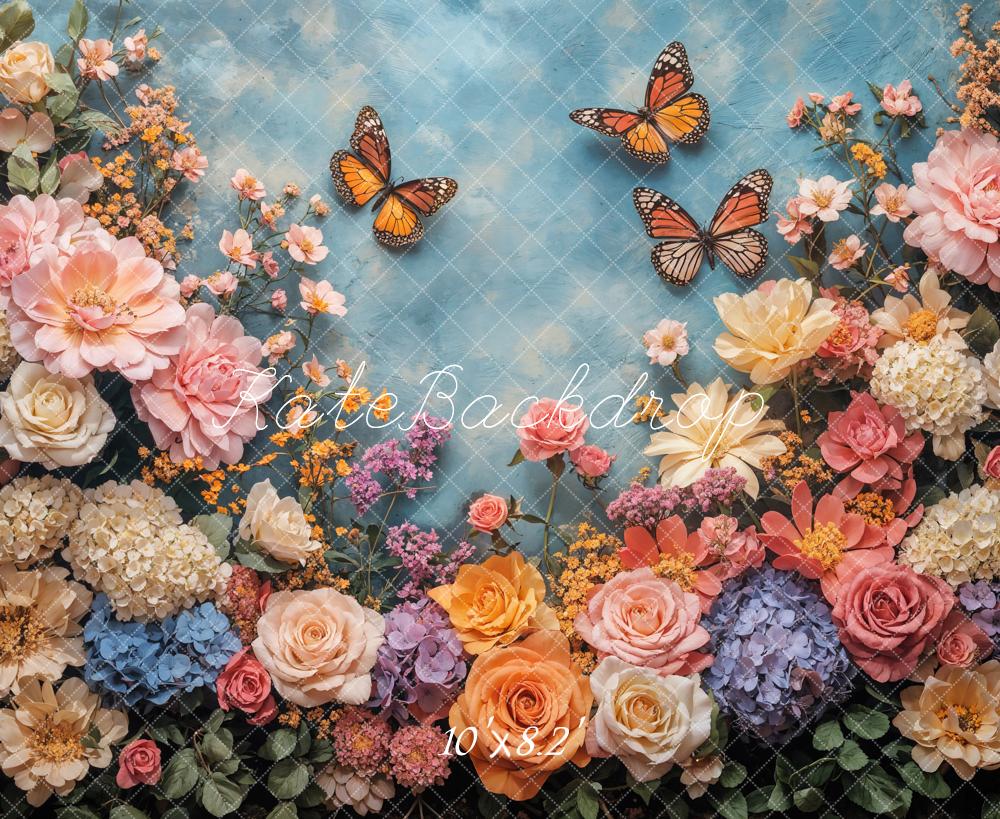 Kate Spring Floral Butterfly Backdrop Designed by Emetselch