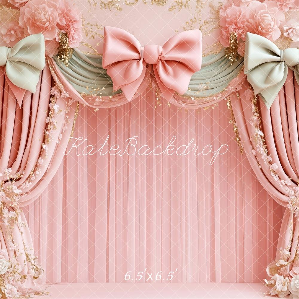 Kate Pink Floral Bow Draped Backdrop Designed by Patty Roberts