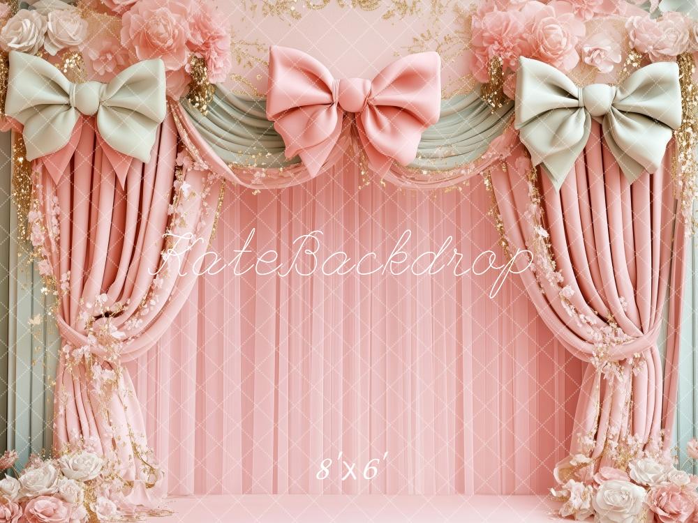 Kate Pink Floral Bow Draped Backdrop Designed by Patty Roberts