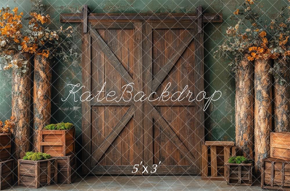 Kate Rustic Wood Barn Doors Backdrop Designed by Mini MakeBelieve