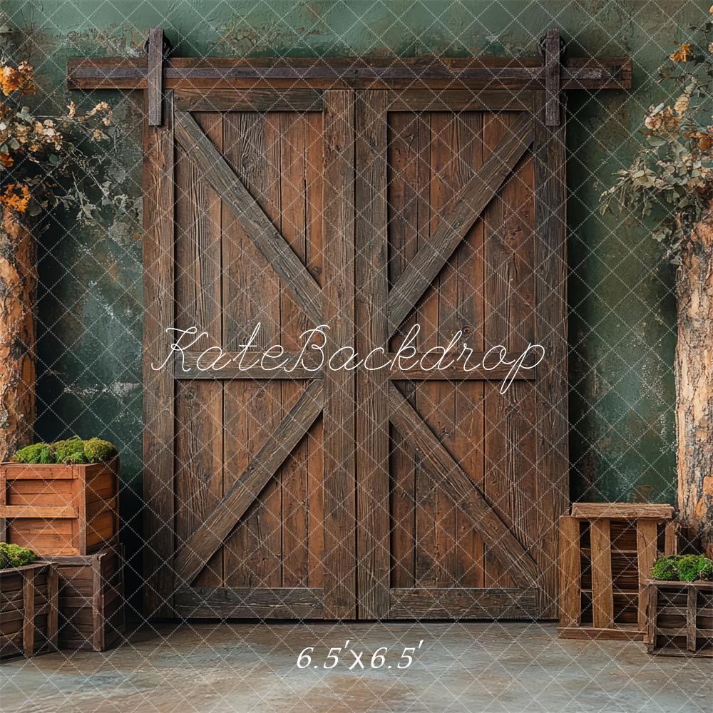 Kate Rustic Wood Barn Doors Backdrop Designed by Mini MakeBelieve