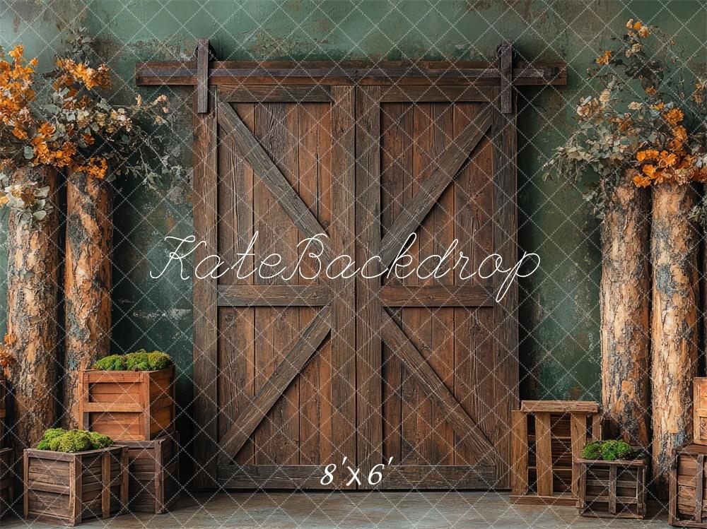 Kate Rustic Wood Barn Doors Backdrop Designed by Mini MakeBelieve