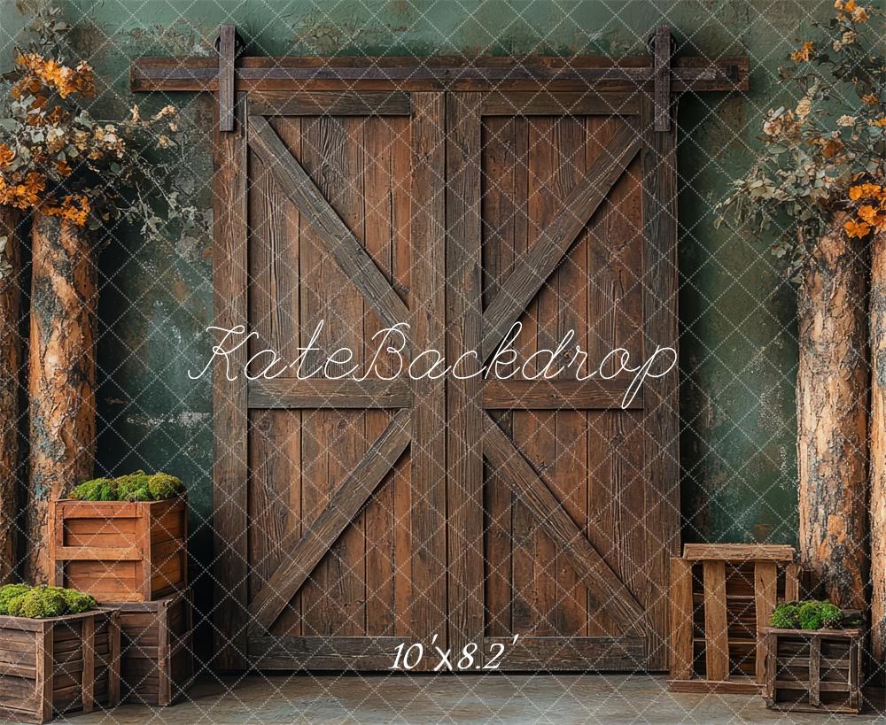 Kate Rustic Wood Barn Doors Backdrop Designed by Mini MakeBelieve