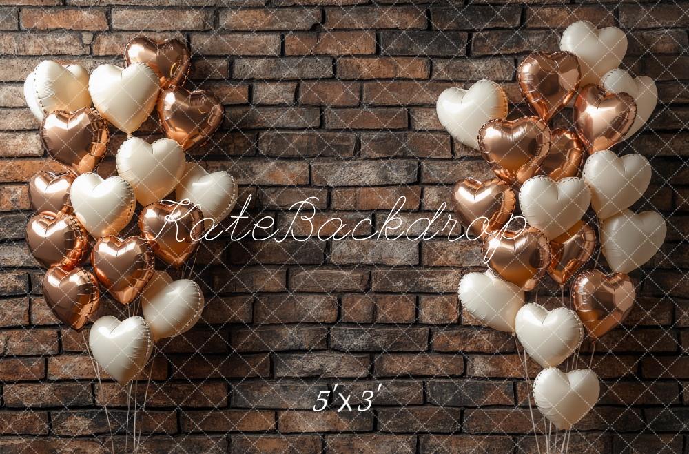 Kate Valentine's Day Brown Balloons Backdrop Designed by Mini MakeBelieve