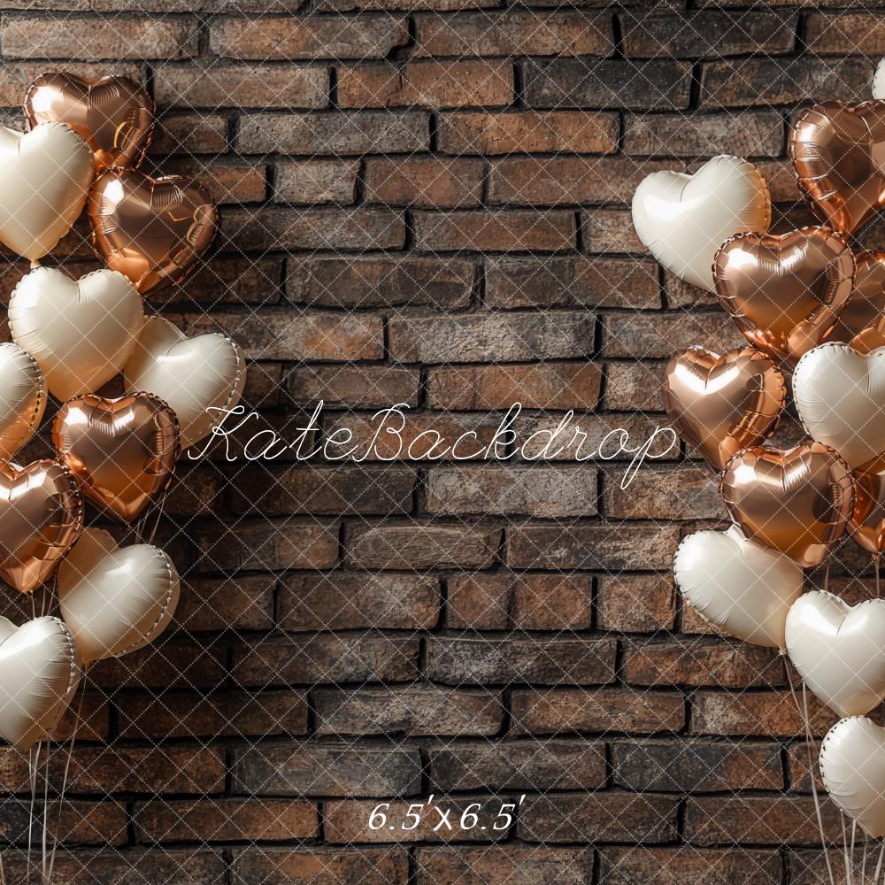 Kate Valentine's Day Brown Balloons Backdrop Designed by Mini MakeBelieve