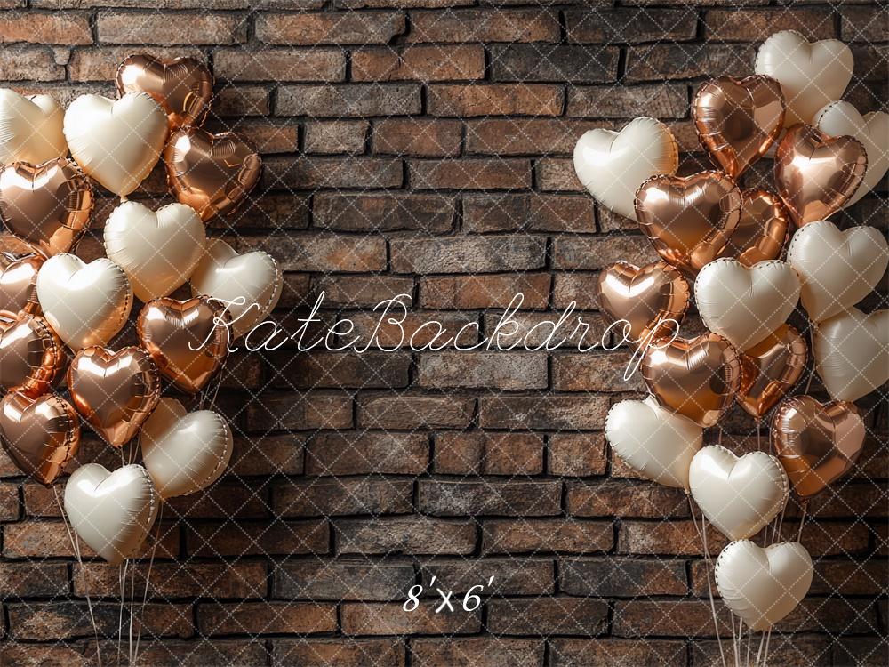 Kate Valentine's Day Brown Balloons Backdrop Designed by Mini MakeBelieve