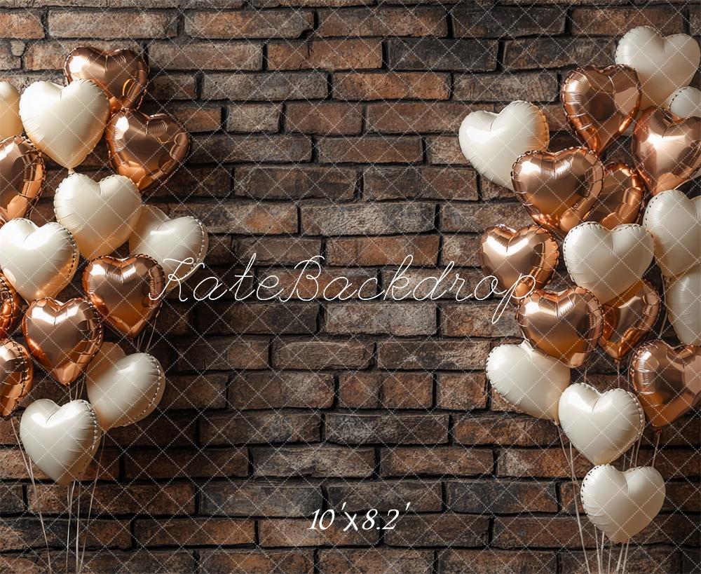 Kate Valentine's Day Brown Balloons Backdrop Designed by Mini MakeBelieve