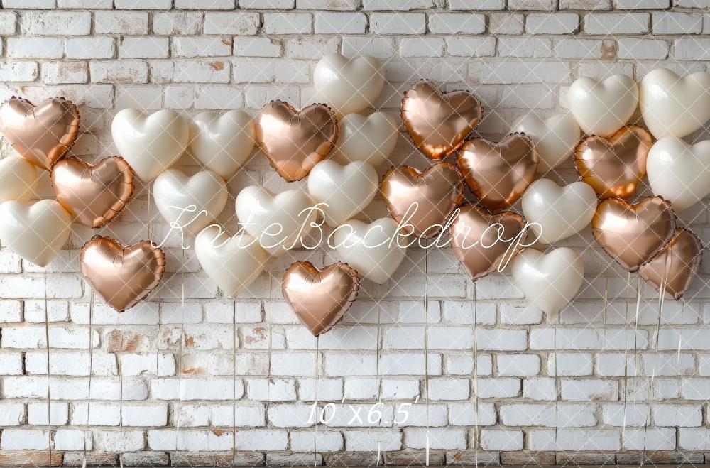 Kate Valentine's Day Backdrop White Brick Balloon Wall Designed by Mini MakeBelieve