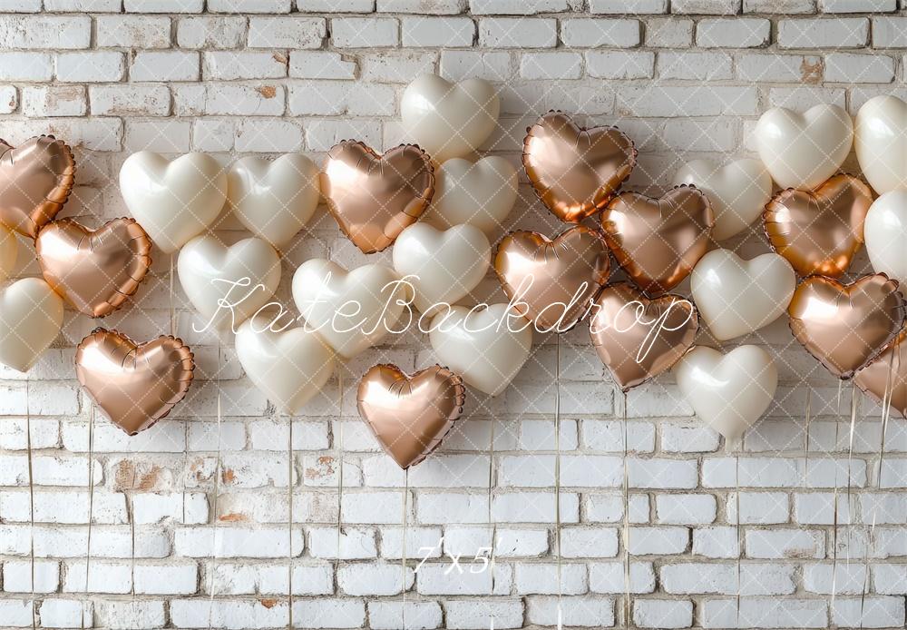 Kate Valentine's Day Backdrop White Brick Balloon Wall Designed by Mini MakeBelieve