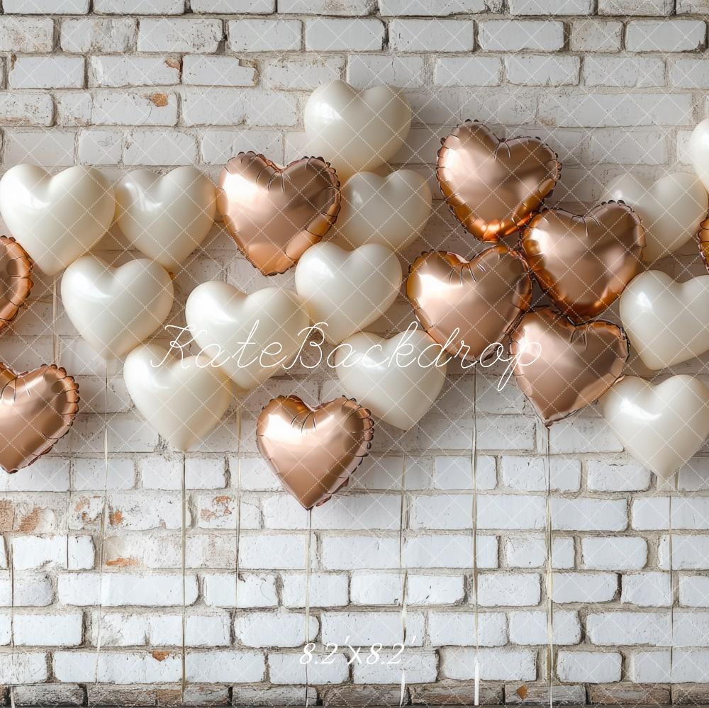 Kate Valentine's Day Backdrop White Brick Balloon Wall Designed by Mini MakeBelieve